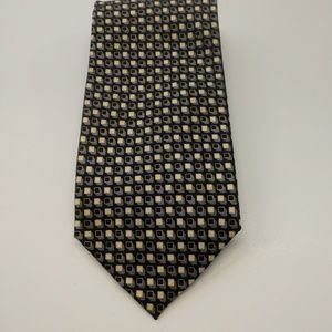 Bello Uomo men's silk tie in black, gold, and grey